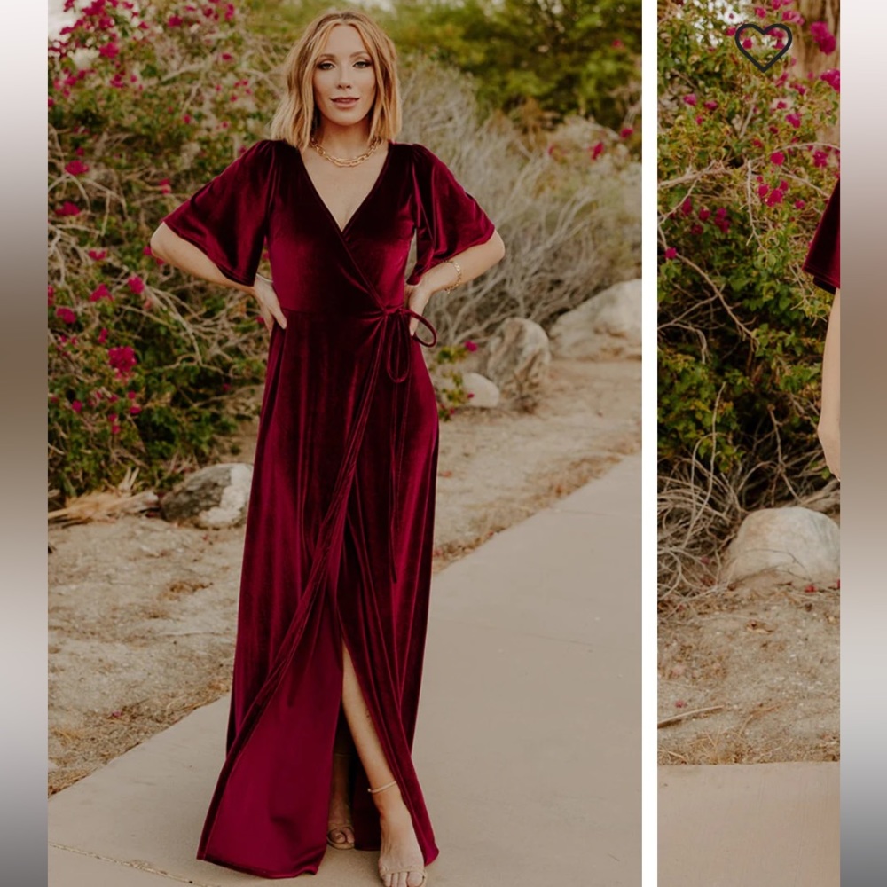 Meghan Velvet Wrap Maxi Dress (mulberry)